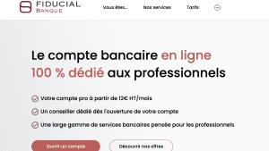 Page web de Fiducial Banque pour comptes professionnels en ligne