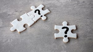 pièces de puzzle écrites avec un point d'interrogation.