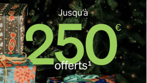 Capture du site Fortuneo.fr présentant l'offre de bienvenue jusqu'à 250 euros offerts
