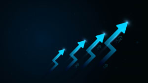 Des fl�ches lumineuses �voquant la hausse.