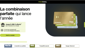 Capture du site monabanq pr�sentant l'offre de bienvenue 280 euros offerts