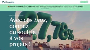 Capture du site Garance présentant l'offre pour l'assurance vie Garance Epargne