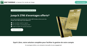 Capture du site BNP Paribas présentant l'offre 270 euros d'avantages offerts