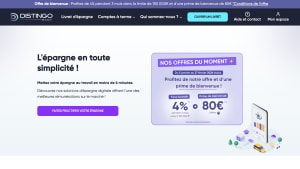 Capture du site distingobank.fr présentant l'offre 4% pendant 3 mois et 80 euros