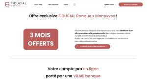 Capture du site Fiducial Banque présentant l'offre exclusive MoneyVox