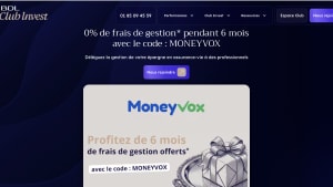 Capture du site clubinvest.com présentant l'offre de bienvenue sur l'assurance vie e-vie