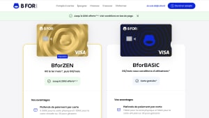 Capture du site BforBANK présentant les offres pour BforZEN et BforBASIC.