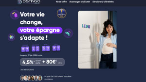 Capture du site distingobank.fr présentant l'offre de bienvenue du taux boosté 4,5%