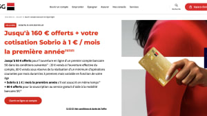 Capture du site sg pr�sentant l'offre de bienvenue jusqu'� 160 euros offerts