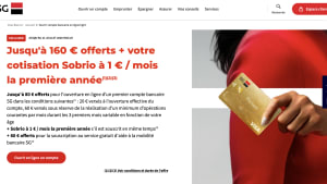 Capture du site SG présentant l'offre jusqu'à 160 euros offerts