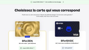 Deux cartes bancaires BforBank, offres BforZEN et BforBASIC.