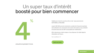 Capture du site Fortuneo pr�sentant le livret + avec taux d'int�r�t boost� � 4 %.