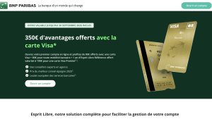 Offre BNP Paribas : 350? d?avantages avec la carte Visa.