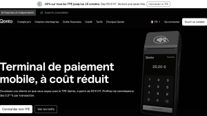 Capture du site Qonto présentant les terminaux de paiement mobile et l'offre -30% de réduction