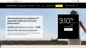 Capture du site Renault Bank, présentant le livret à taux boosté à 3,10%