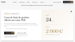 Capture du site Ramify présentant l'offre 2 ans de frais de gestion sur le PER