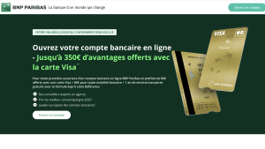 Offre BNP Paribas : jusqu?à 350? offerts pour ouverture compte.