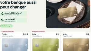 Offres bancaires Monabanq avec trois cartes Visa diff�rentes.