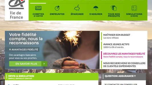 Capture d'cran - Crdit Agricole Ile-de-France