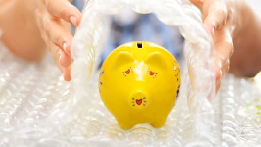 Tirelire protge par du papier bulle