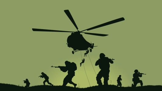 Soldats  l'assaut avec hlicoptre