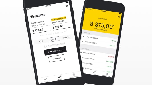 Interface de l'application Cashbee sur iPhone