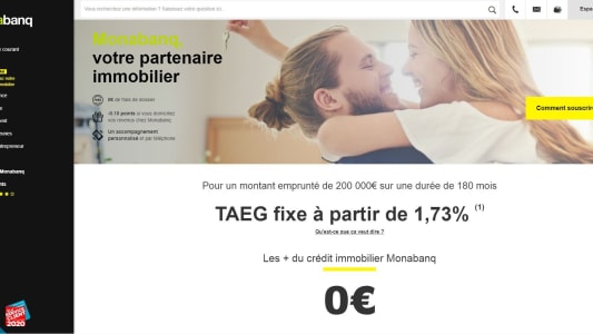 Présentation du crédit immobilier sur le site web de Monabanq