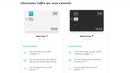 Visuels cartes Hello One et Prime