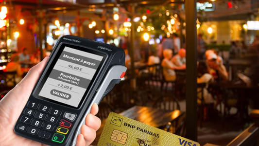 Paiement par carte BNP Paribas avec ajout de pourboire