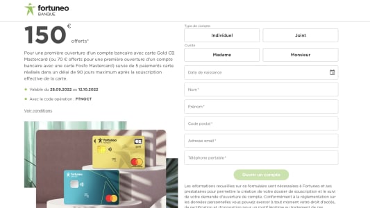 Offre Fortuneo Octobre