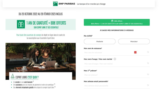 BNP Paribas offre 80 euros de prime de bienvenue