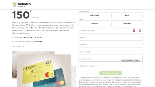Fortuneo promo compte