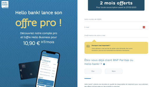 offre compte pro Hello bank