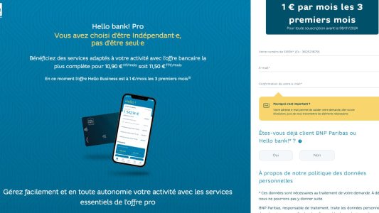 Hello bank pro 1 € pendant 3 mois