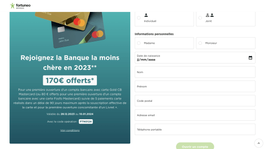 Fortuneo 170 euros