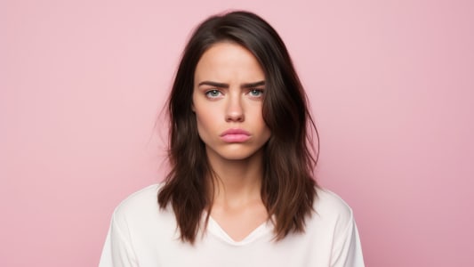 femme grimace