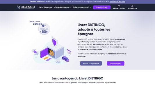 Livret Distingo 4% + 80 euros