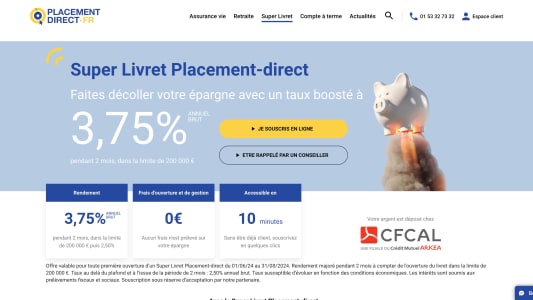 Super livret placement direct 3,75%