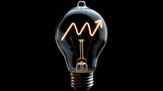 Une ampoule avec un symbole de la variation des prix