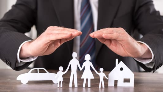 Symboles assurance habitation, auto, famille