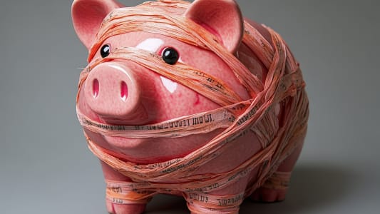 Un cochon scotché pour symboliser la tirelire