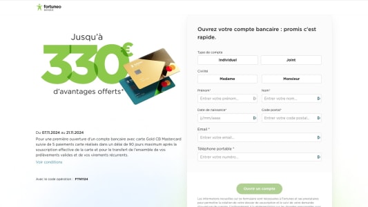 Fortuneo 330 euros offerts