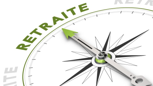 Une boussole dont le curseur va vers l'inscription retraite.