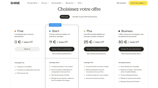 Shine 4 offres de compte