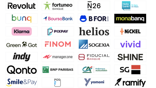 Liste des banques et services financiers numériques.