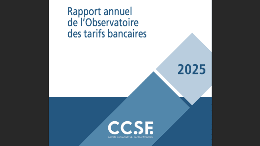 Couverture du rapport annuel de l'Observatoire des tarifs bancaires 2025.