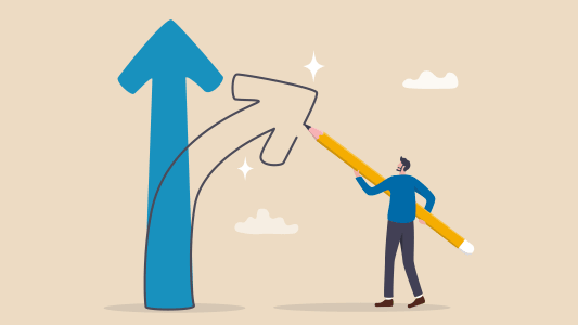 Changer de direction ou de carrire pour la meilleure opportunit, tourner ou se transformer dans une direction diffrente, concept de choix ou de voie alternative pour progresser, un homme d'affaires dessine une nouvelle flche mtaphore du changement de direction.