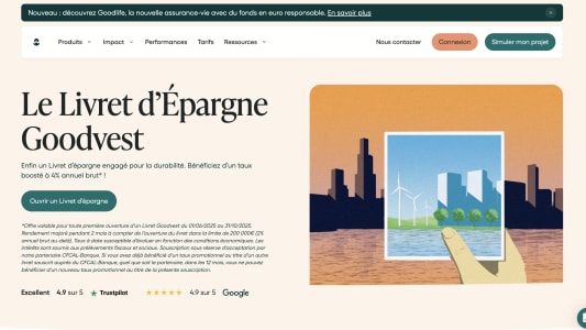 Capture d'�cran du site Goodvest faisant la promotion du taux boost� du livret Durable