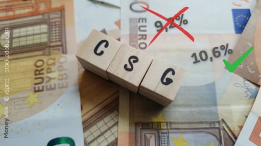 Billets d'euro, cubes avec lettres, taux d'intérêt ajusté. CSG