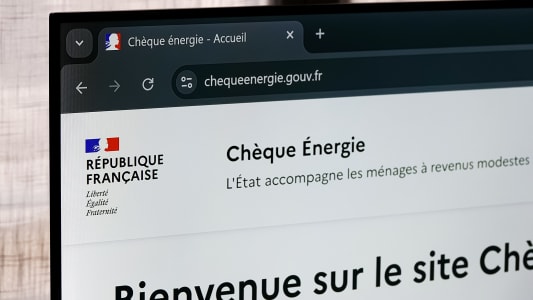 Un �cran d'ordinateur affichant l'accueil du site officiel du ch�que �nergie